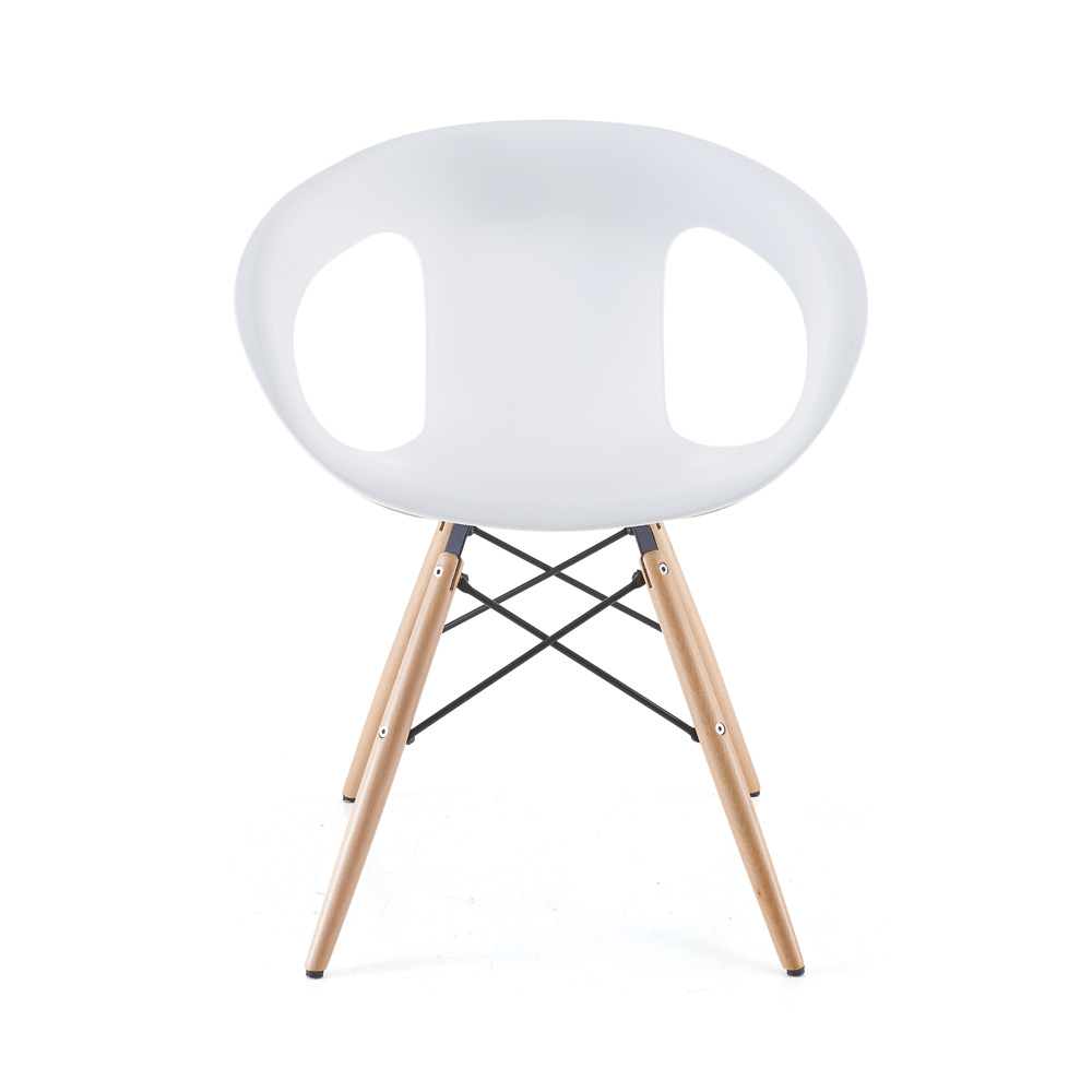 Cadeira Design Charles Eames Com Braço Vazado Branca