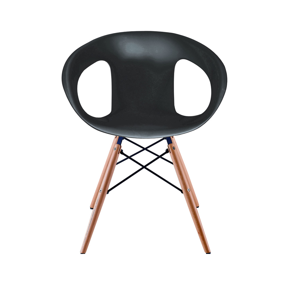 Cadeira Design Charles Eames Com Braço Vazado Preta