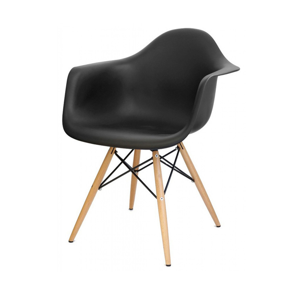 Cadeira Design Charles Eames Eiffel Com Braço Preta